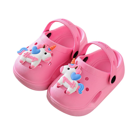 
Summer cartoon unicorn pony children's Baotou hole shoes for girls thick-soled non-slip soft-soled baby sandals and slippers for boys