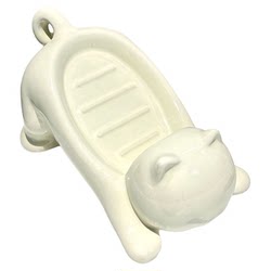 Cartoon cute ceramic soap dish drain storage