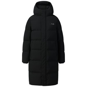 FILA couple long down jacket for women 2025 winter new warm and cold hooded hooded double-head zipper jacket for men