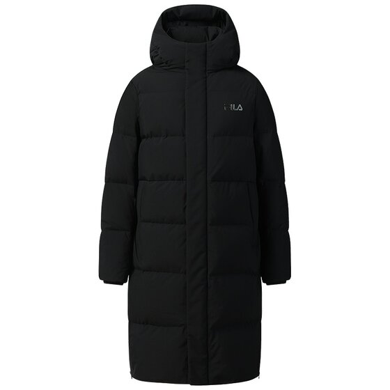 FILA couple long down jacket for women 2025 winter new warm and cold hooded hooded double-head zipper jacket for men