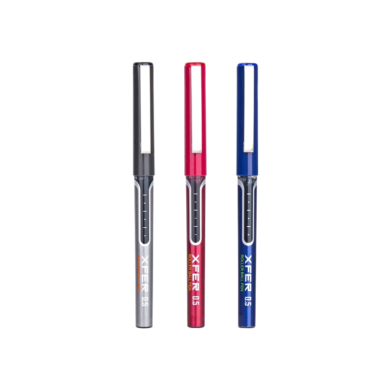 得力直液式走珠笔速干高颜值s656子弹头签字笔简约蓝色水笔针管型水性笔 