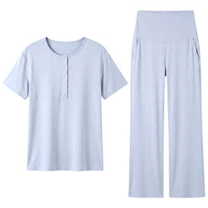 
Postpartum clothing summer thin maternity pajamas with breast pads Modal maternity nursing pajamas short-sleeved home clothes set for women