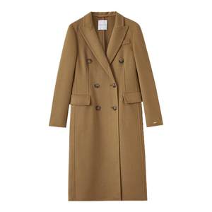 
Water Cloud Club Camel Wool Coat Double-sided Woolen Coat Women's Mid-length Minimalist Style Front Shoulder 2025 Autumn and Winter New