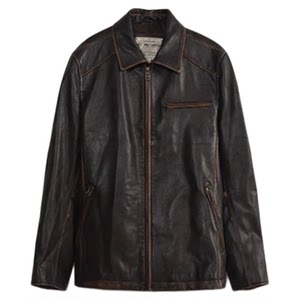 MCS men's clothing originated from Marlboro autumn and winter men's retro leather leather jacket American casual cowhide motorcycle jacket
