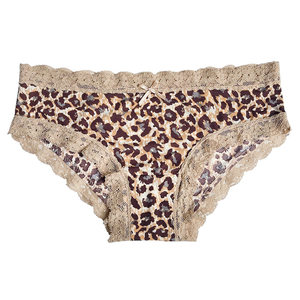 3 Get 1 Spring/Summer Thin Leopard Pattern Underwear Comfortable Ice Silk Lace Edge Sexy Temptation Hot Low Waist Triangle Bottom for Women