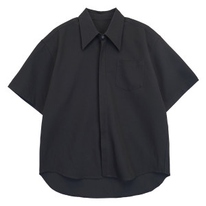 Hualun Summer Scholarship Advanced Sensory Shirt Men's Short Sleeve Ins Tide Loose Top Twoa Aitless Pure Color Casual Shirt
