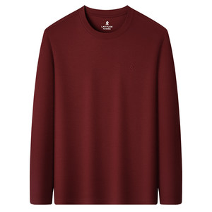 
[Liquid ammonia mercerized cotton] Montagut men's long-sleeved T-shirt spring antibacterial round neck 100% cotton elastic base T-shirt J