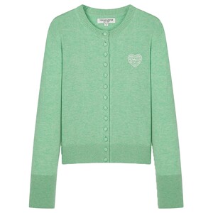 TeenieWeenie Bear Women's Spring and Autumn Fashion Simple Casual Love Embroidered Round Neck Sweater Knitted Cardigan