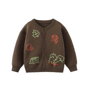 
[100% cotton yarn anti-pilling and static electricity] Qiqi Bear Baby Cardigan Sweater Autumn Boys Jacket Children's Sweater