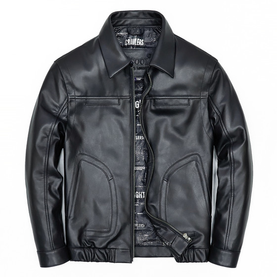 
PERCOOL Genuine Leather Jacket 2026 New First Layer Goat Skin White Goose Down Down Jacket Men's Plush Jacket