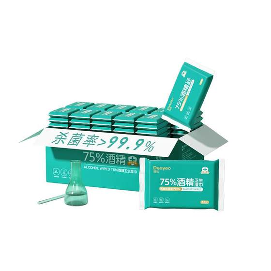 
Deyou 75% Alcohol Disinfection Wet Wipes Portable Pack of 99.9% Sterilization and Virus Removal Wet Wipes 10 Draws 30 Packs
