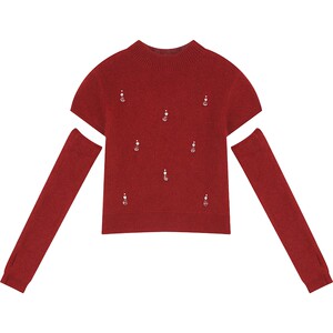 
Fairy's Pocket Plush Red Sweet Thousand Gold Style Sweater Women's 2026 Winter New Stunning Atmosphere Slim Top