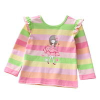 Girls Cotton Striped T-Shirt | Long-Sleeved Top For Little Girls | Autumn Foreign Style Bottoming Clothing