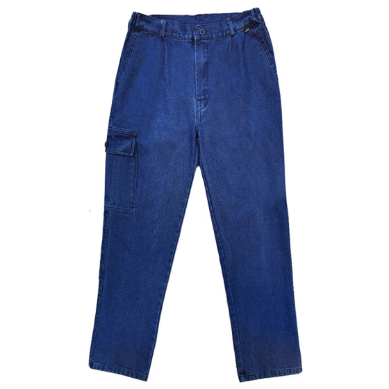 Summer thin pocket denim worker pants male wear -resistant cotton welded pants pants
