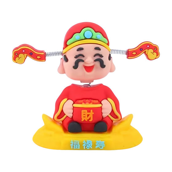 Shaking head, God of Wealth, car ornaments, cute new car cartoon, Zhaocai car interior center console decorations, figure