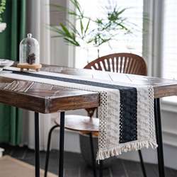 Hot selling plaid cotton and linen woven rectangular table flag American French table decoration placemat entrance cover tableware steel