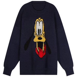
Jinyu Huahua American navy loose sweater autumn and winter women's 2024 new pullover jacquard top wool