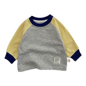 
Boys' spring and autumn Korean style casual bottoming shirts baby color-blocked raglan long-sleeved T-shirts baby fashionable versatile tops