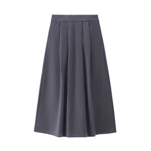 
Giordano imitation wool skirt for women autumn and winter new style semi-elastic waist gray pleated a-line skirt 05465856