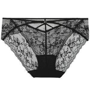 I love strange encounters 裤 裤 爱 female spring and summer cotton bottom crotch sexy lace low -waist triangle trousers AM229821

