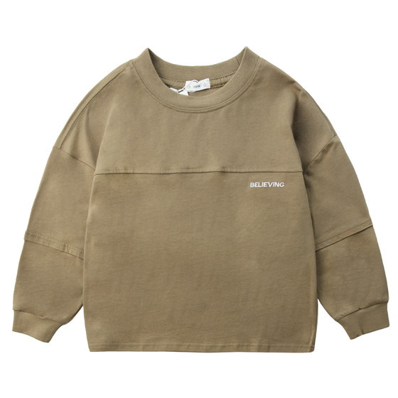 
Boys' long-sleeved T-shirt spring and autumn 2026 new children's medium and large boys solid color casual tops round neck bottoming