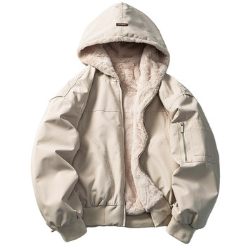 Winter mountain sculpture velvet thickened hooded cotton coat for men