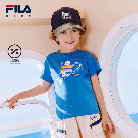 FILA KIDS斐乐童装男女童短袖T恤2024夏季新款儿童纯棉星球半袖