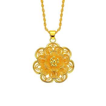 Sand Gold Necklace Women's 999 Pure Gold Flower Clavicle Chain