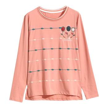 Women's non-pilling and non-fading pure cotton long-sleeved top