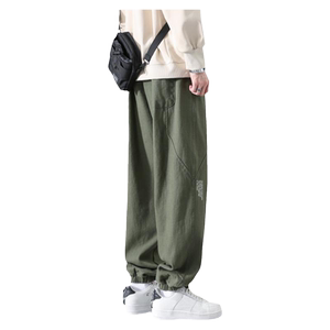 
Pull back velvet overalls for men in autumn and winter 2025 new loose legged sports pants for boys casual trousers
