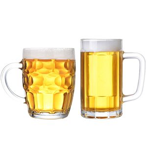 Glass Beer Cup Zaobu Cup Furnishing 500ml Large -capacity Pineapple Handle Cup Bringing Tea Cup Thicked