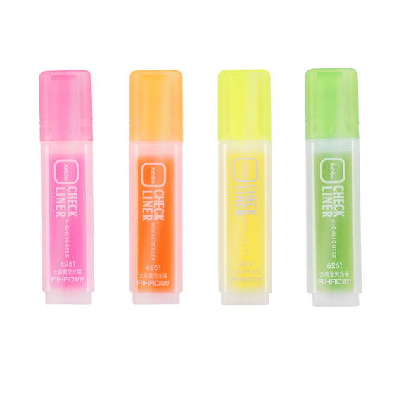 
Hobby highlighter marker pen large-capacity fluorescent pen color pen candy-colored eye protection marker pen for primary school students straight liquid type rough stroke focus set yellow oblique head silver light pen flash pen stationery