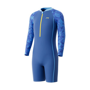 Li Ning children's swimsuit boys' one-piece medium and large children's long-sleeved cold-proof and warm swimming trunks teenagers sun protection swimming suit