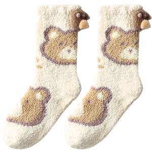 
Coral velvet socks for women in autumn and winter plus velvet and thickened home confinement socks for sleeping, warm and cute, non-slip floor socks for sleep