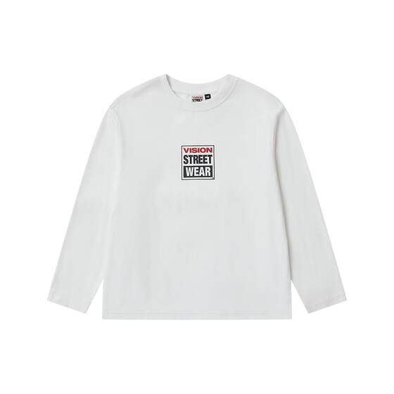 
VISION KIDS American retro classic BOX LOGO three-color round neck long-sleeved T-shirt for boys and girls in autumn and winter