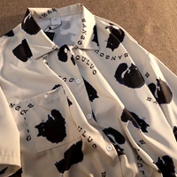 Ретро рубашка подходит для мужчин и женщин, небольшой дизайнерский топ, в американском стиле, свободный крой, коллекция 2021, тренд сезона