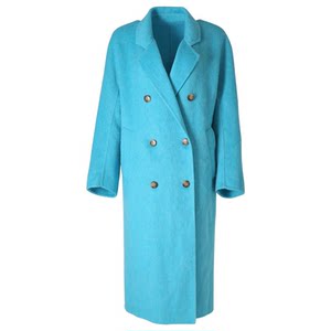 
ZHUYIYI turquoise green double-sided wool cashmere coat for women in winter medium-length double-breasted wool jacket pure handmade