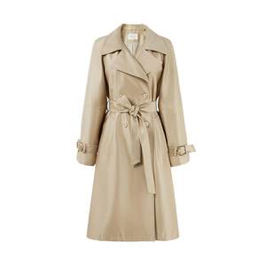 
Qiushui Yiren's broken-size windbreaker jacket for women's autumn new style waist-hugging large lapel khaki long windbreaker