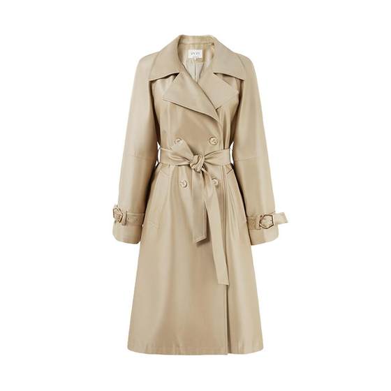 
Qiushui Yiren's broken-size windbreaker jacket for women's autumn new style waist-hugging large lapel khaki long windbreaker