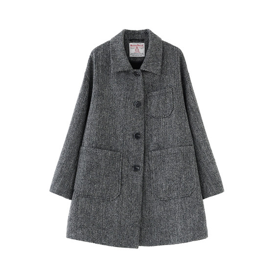 A long shot of the Shuo family's years. Harris fabric imported from the UK, British style autumn and winter mid-length wool coat