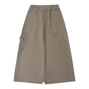 RAPPEYE American retro national trend design versatile high waist slimming back slit medium-length fermented workwear skirt