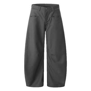 
INKNOTS retro simple high-end scimitar trousers for men and women loose straight commuting casual wide-leg banana trousers