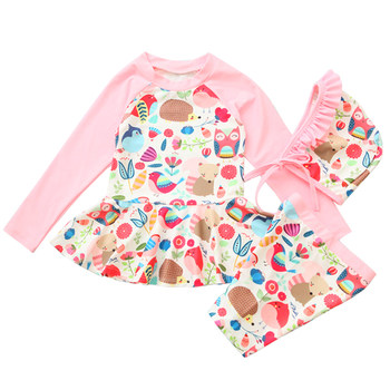 Children's long -sleeved swimsuit female ins inS wind girl children
