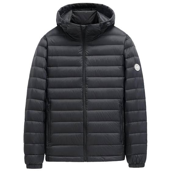 
Flying in the Snow 2026 Spring Men's Hooded Short Basic Casual Warm Lightweight Rib Down Jacket