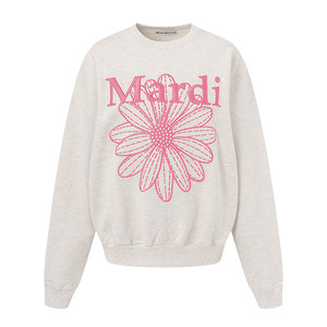 MardiMercredi small daisy black pink embroidered round neck sweatshirt loose top for women Korean new style Keluli

