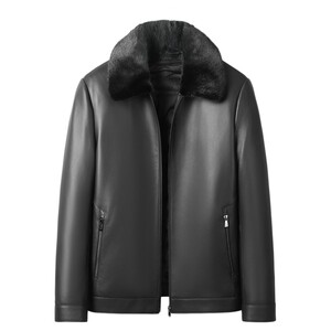 
Winter Haining genuine leather jacket for men sheepskin mink fur collar genuine leather down jacket dad goose down leather jacket jacket