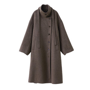 
[Celebrity style] popchrio stand-up lapel camel hair double-sided wool coat mid-length wool coat