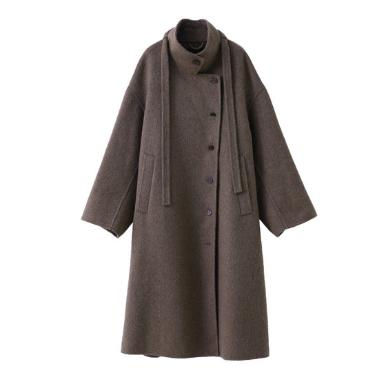 
[Celebrity style] popchrio stand-up lapel camel hair double-sided wool coat mid-length wool coat
