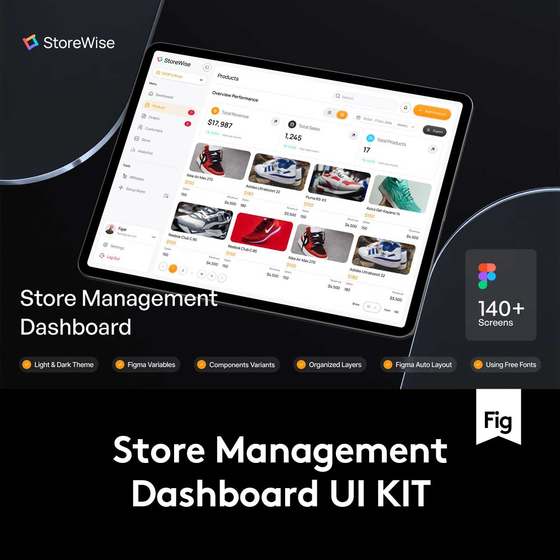 140+屏电商商城商店产品数据管理仪表板界面WEB UI设计Figma模板