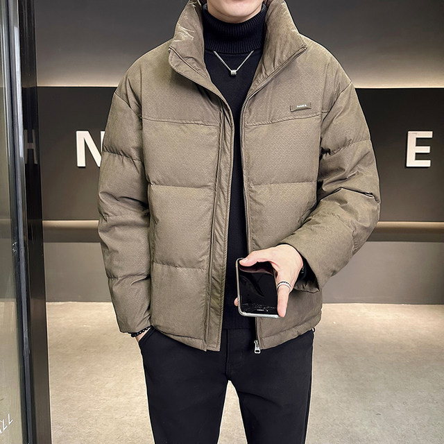 Loose and Thick PU Leather Cotton Jacket Men's Winter Korean Style Trendy Stand-up Collar Short Bread Suit Cotton Jacket Ins